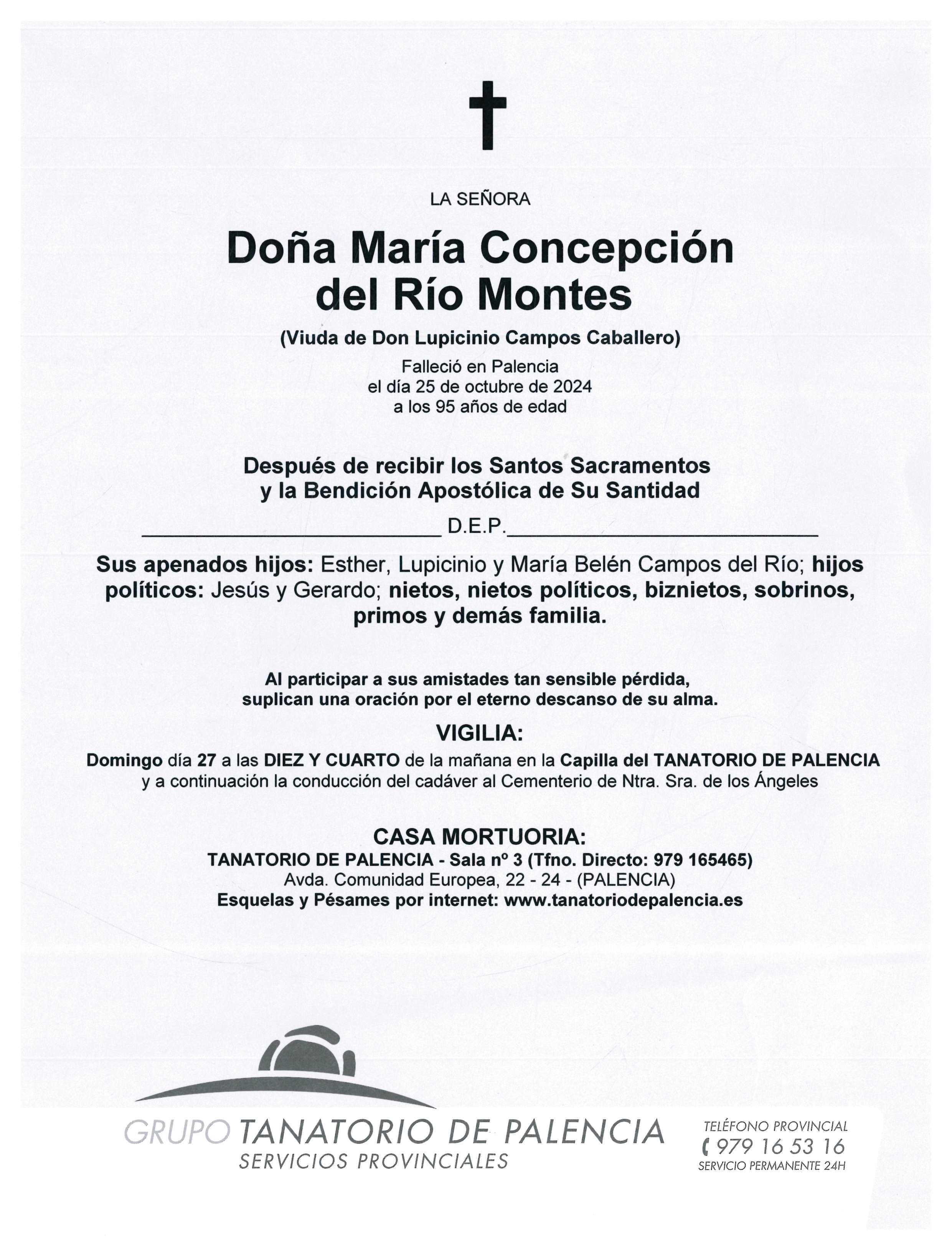 LA SEÑORA DOÑA MARÍA CONCEPCIÓN DEL RÍO MONTES